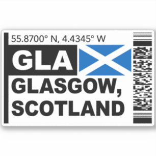 Sticker Carte d'embarquement GLA Glasgow - Voyage en Écoss