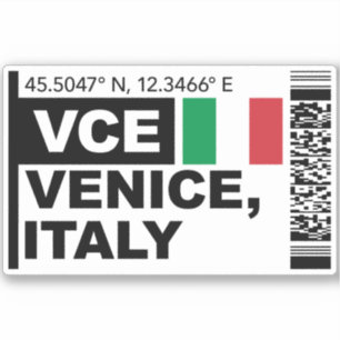Sticker Carte d'embarquement VCE Venise - Voyage en Italie