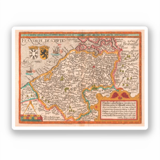 Sticker Carte du comté de Flandre (1609) (Recto)