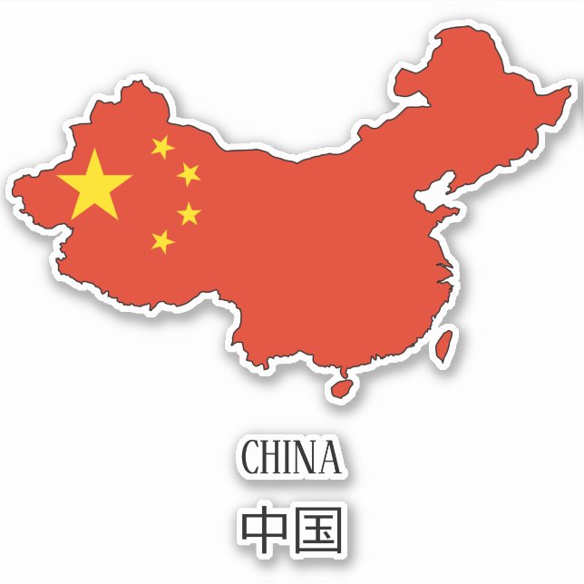 Sticker Carte du drapeau chinois (Devant)