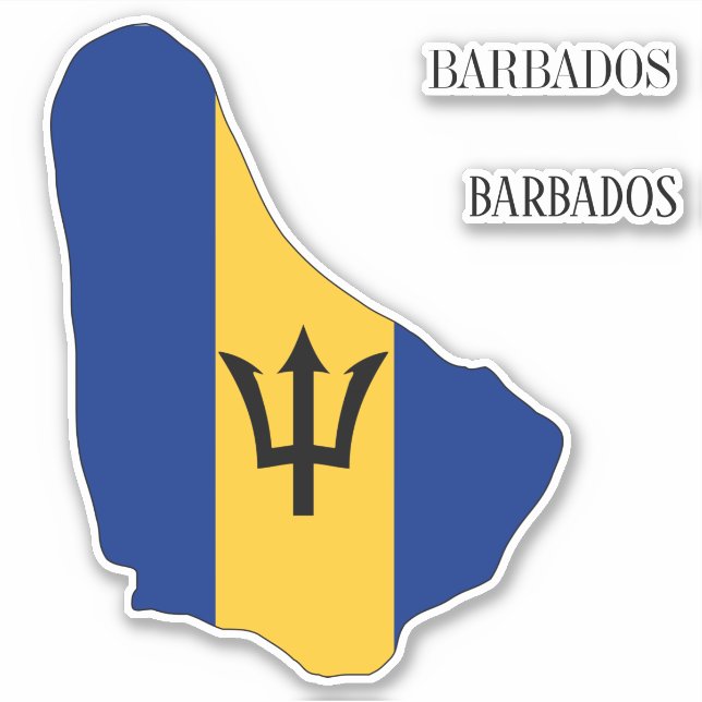 Sticker Carte du drapeau de la Barbade (Devant)