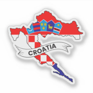 Sticker Carte du drapeau de la Croatie