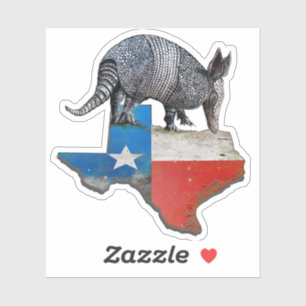 Sticker Carte du drapeau de l'État d'Armadillo Texas