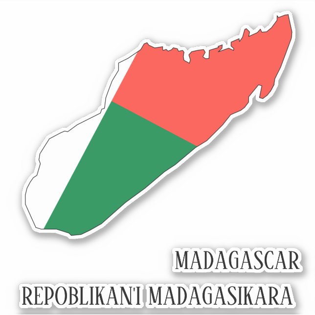 Sticker Carte du drapeau de Madagascar Patriotique (Devant)
