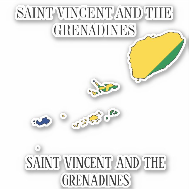 Sticker Carte du Drapeau de Saint-Vincent-et-les Grenadine (Devant)