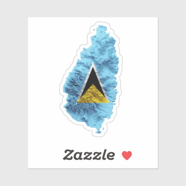 Sticker Carte du drapeau de Sainte-Lucie (Feuille)