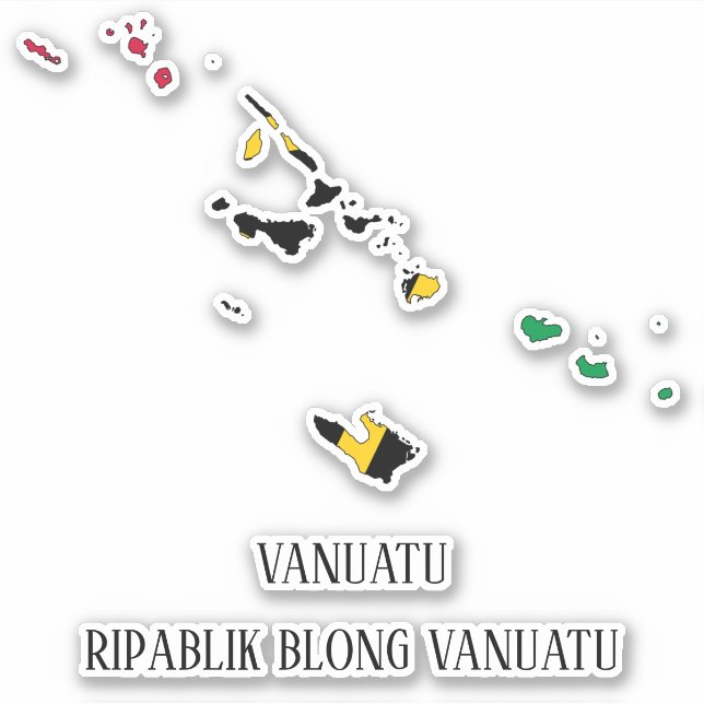 Sticker Carte du drapeau de Vanuatu (Devant)