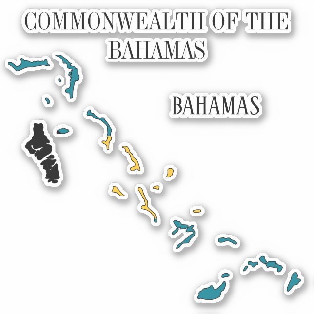 Sticker Carte du drapeau des Bahamas (Devant)