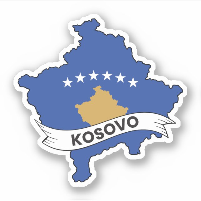 Sticker Carte du drapeau du Kosovo (Devant)