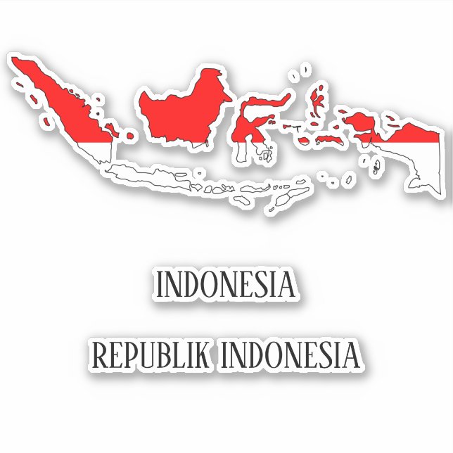Sticker Carte du drapeau indonésien (Devant)