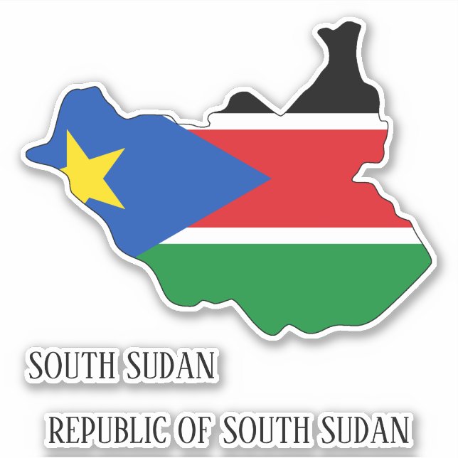Sticker Carte du drapeau sud-soudanais Patriotique (Devant)