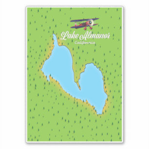 Sticker Carte du lac Almanor Californie États-Unis