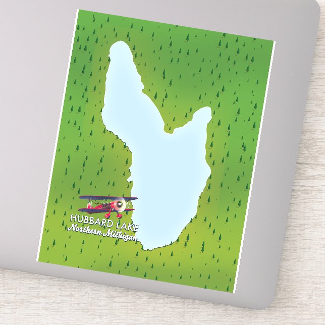 Sticker Carte du lac Hubbard dans le nord du Michigan (Détail)