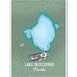 Sticker Carte du lac Okeechobee Floride.