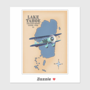 Sticker Carte du lac Tahoe Sierra Nevada California Nevada