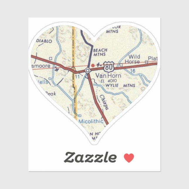 Sticker Carte du métro Van Horn Texas (Feuille)