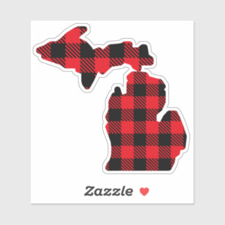 Sticker Carte du Michigan - Rouge - Noir Décalage plaqué