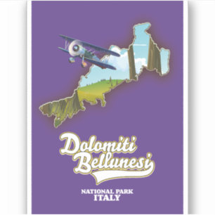 Sticker carte du parc national des dolomites bellunesi ita