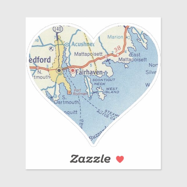 Sticker Carte Fairhaven MA Classic (Feuille)