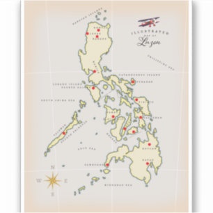 Sticker Carte illustrée de Luçon carte des Philippines
