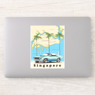 Sticker Carte illustrée de Singapour