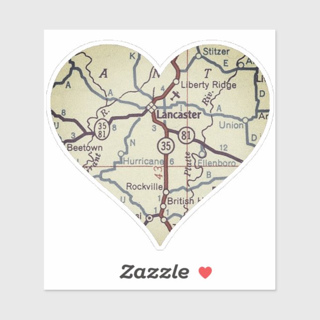 Sticker Carte Lancaster WI (Feuille)
