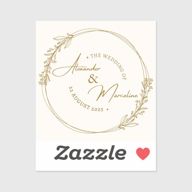 Sticker Carte Mariage mignonne (Feuille)