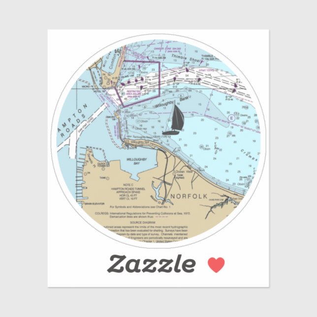 Sticker Carte Norfolk Virginia (Feuille)