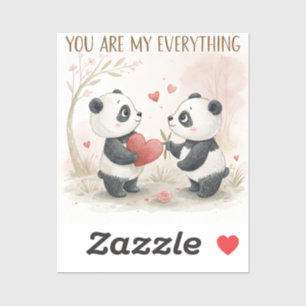 Sticker Carte Panda romantique