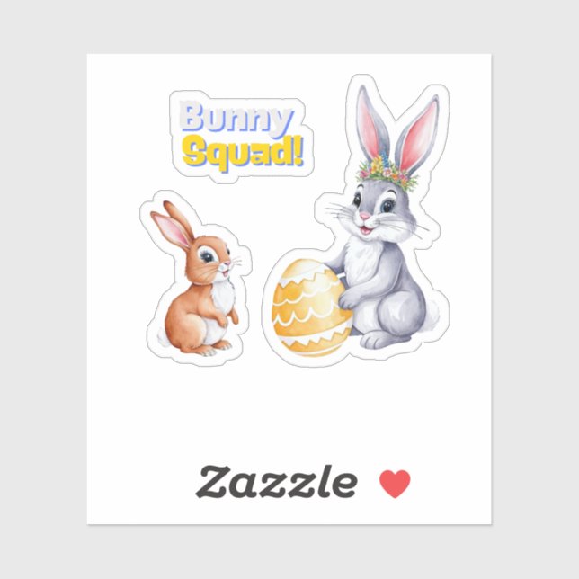 Sticker Carte Pâques Aquarelle pour les fêtes de printemps (Feuille)