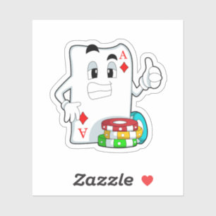 Sticker Carte Poker avec jetons Poker
