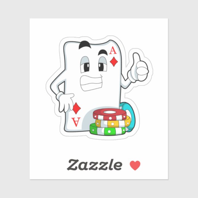 Sticker Carte Poker avec jetons Poker (Feuille)