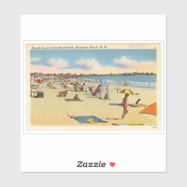 Sticker Carte postale vintage Hampton Beach (Feuille)