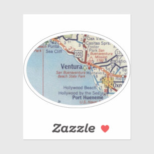 Sticker Carte routière Vintage Ventura CA
