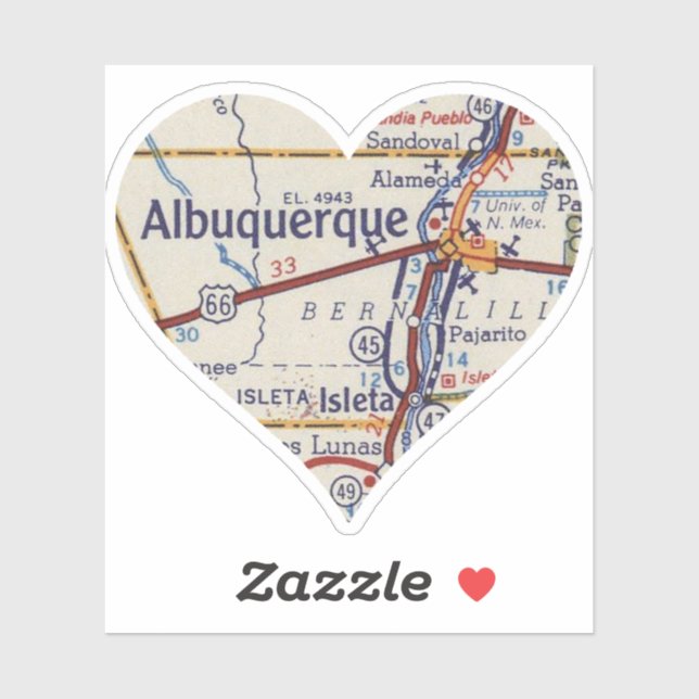 Sticker Carte vintage Albuquerque (Feuille)