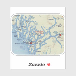 Sticker Carte Vintage Bella Coola BC