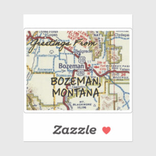 Sticker Carte Vintage Bozeman MT