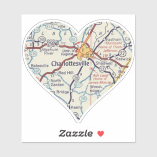 Sticker Carte Vintage Charlottesville