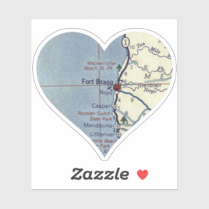 Sticker Carte Vintage de Fort Bragg en Californie