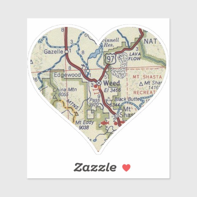 Sticker Carte Vintage de la Californie (Feuille)