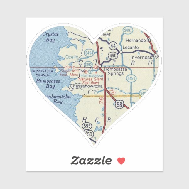 Sticker Carte Vintage des sources d'Homosassa (Feuille)