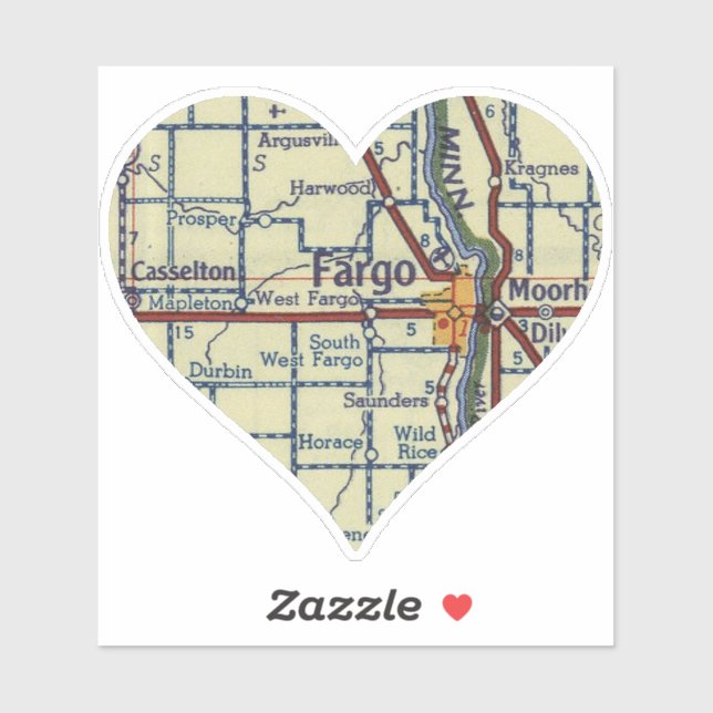 Sticker Carte Vintage Fargo (Feuille)