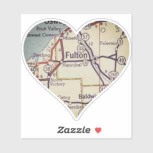 Sticker Carte Vintage Fulton New York