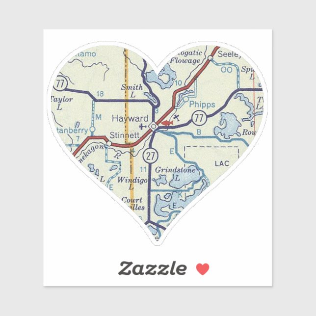 Sticker Carte Vintage Hayward WI (Feuille)