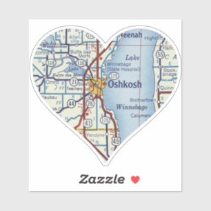 Sticker Carte Vintage Oshkosh WI