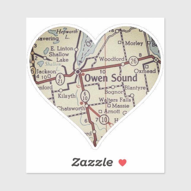 Sticker Carte Vintage Owen Sound (Feuille)