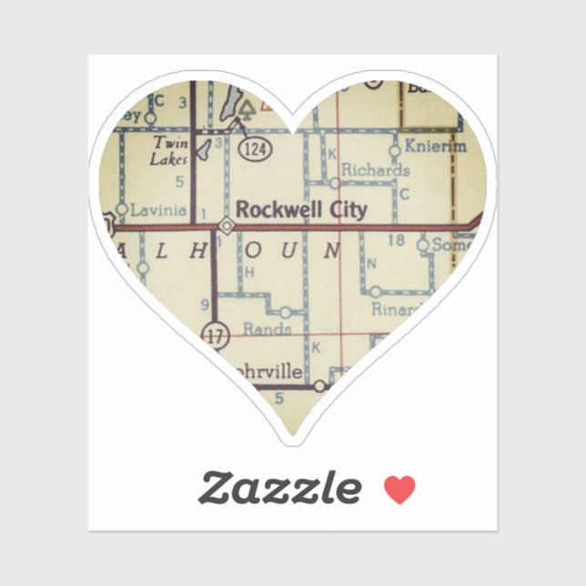 Sticker Carte Vintage Rockwell City Iowa (Feuille)