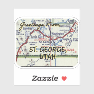 Sticker Carte Vintage St. George Utah
