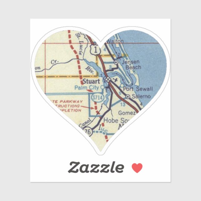 Sticker Carte Vintage Stuart FL (Feuille)