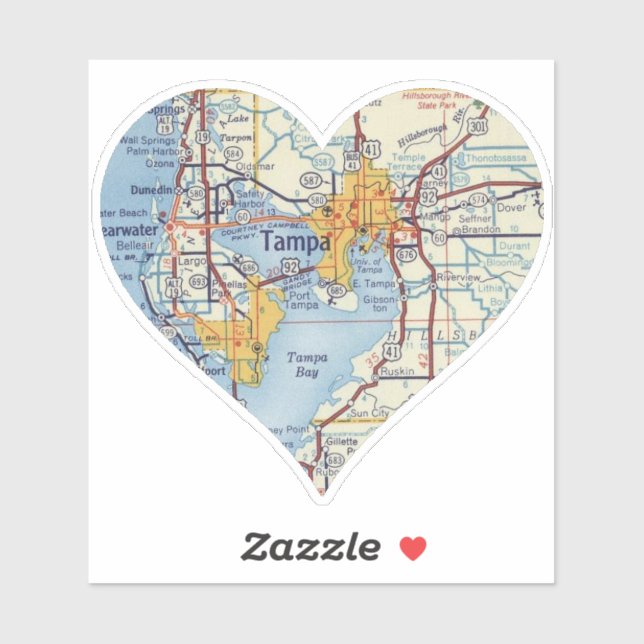 Sticker Carte Vintage Tampa FL (Feuille)